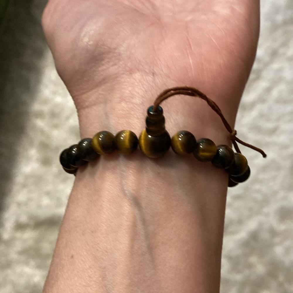 Tigers Eye Adjustable Bracelet Nature Inspired Bohemian Strength Protection - Picture 3 of 6